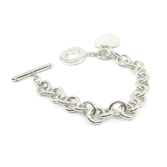 Tiffany & Co Sterling Silver Return to Tiffany Toggle Engravable Heart Bracelet - Picture 7 of 15
